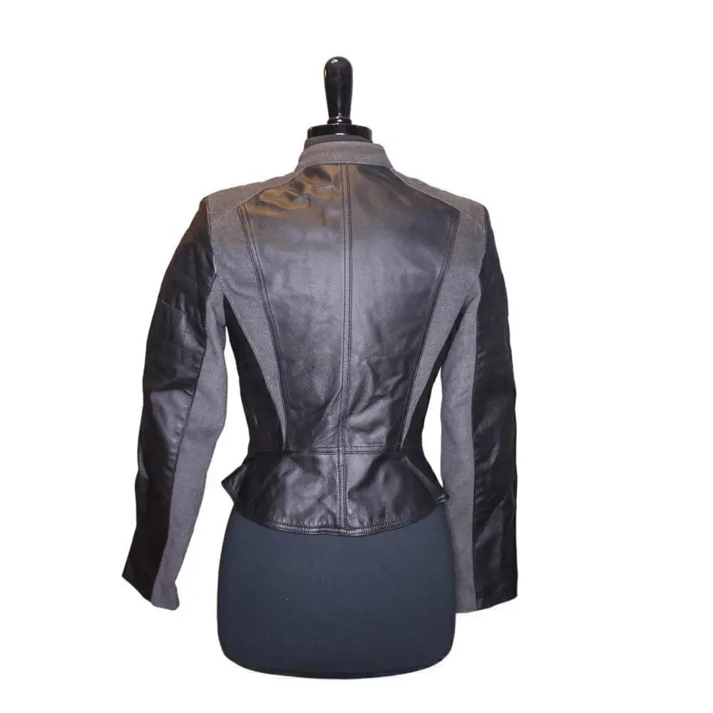 G.I.L.I. Leather Moto Jacket Black Gray Size 2